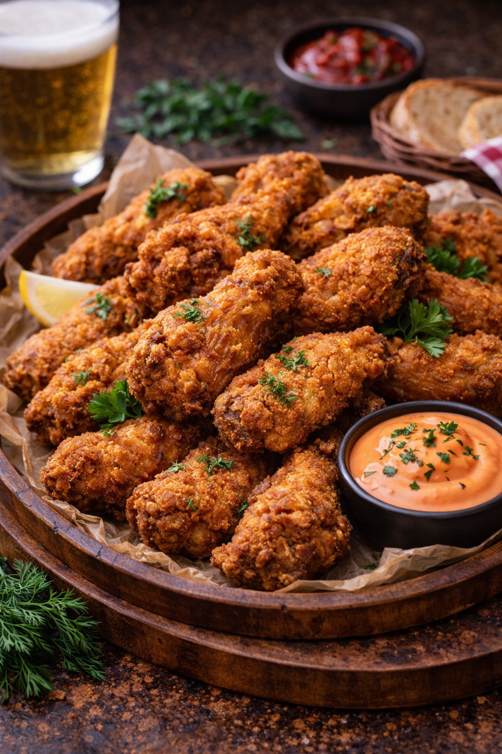 Панирани крилца и бутчета