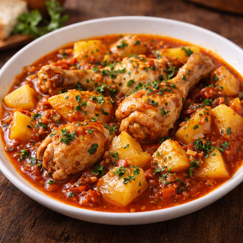 Пиле с картофи яхния