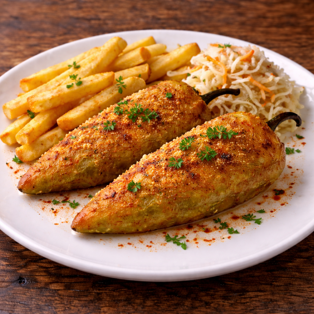 Пълнени чушки със яйце и сирене