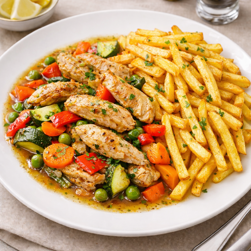 Пиле със зеленчуци