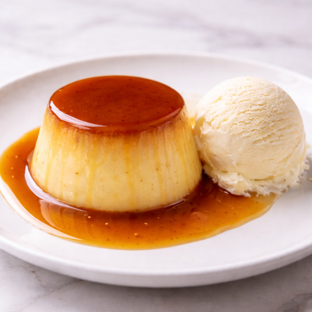 Крем карамел със сладолед